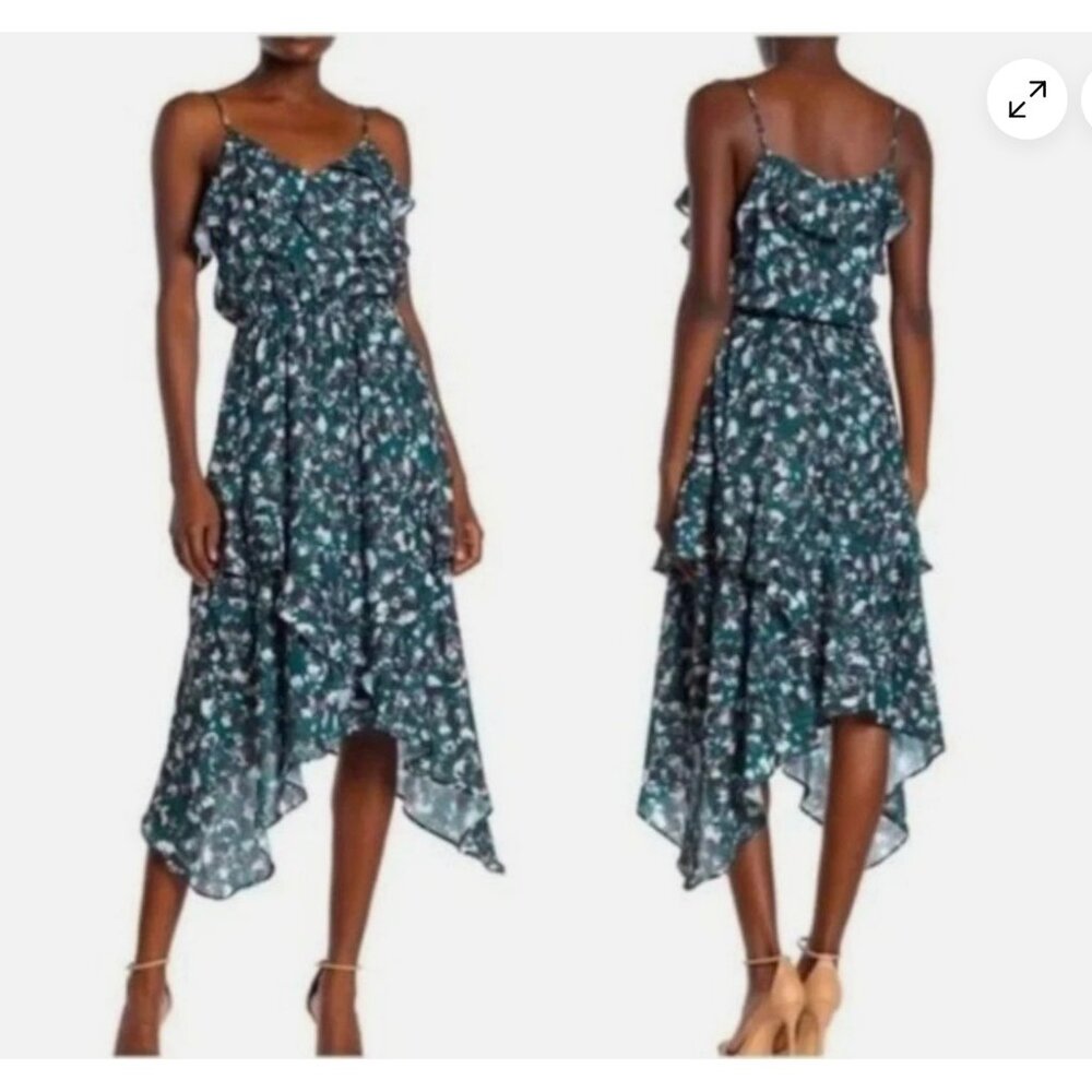 Parker Blue Floral Midi Dress Size XS
